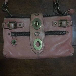 Coach Legacy shoulder bag/clutch peach pink/gold